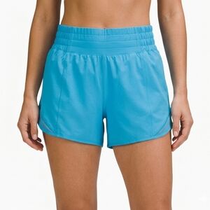 Lululemon Hotty Hot Lined 4" Size 2 High Rise Run Gym Exercise Shorts Blue